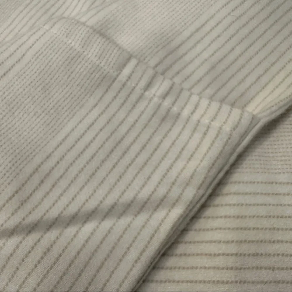 BOLL & BRANCH | cream / oak fine line striped FLANNEL standard pillow covers - Picture 11 of 14